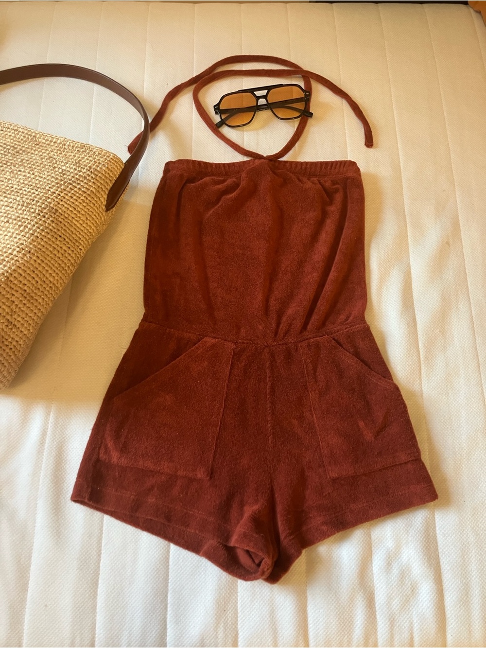 Rare Vintage American Apparel Terry Halter Romper, Rust, XS, Perfect Condition